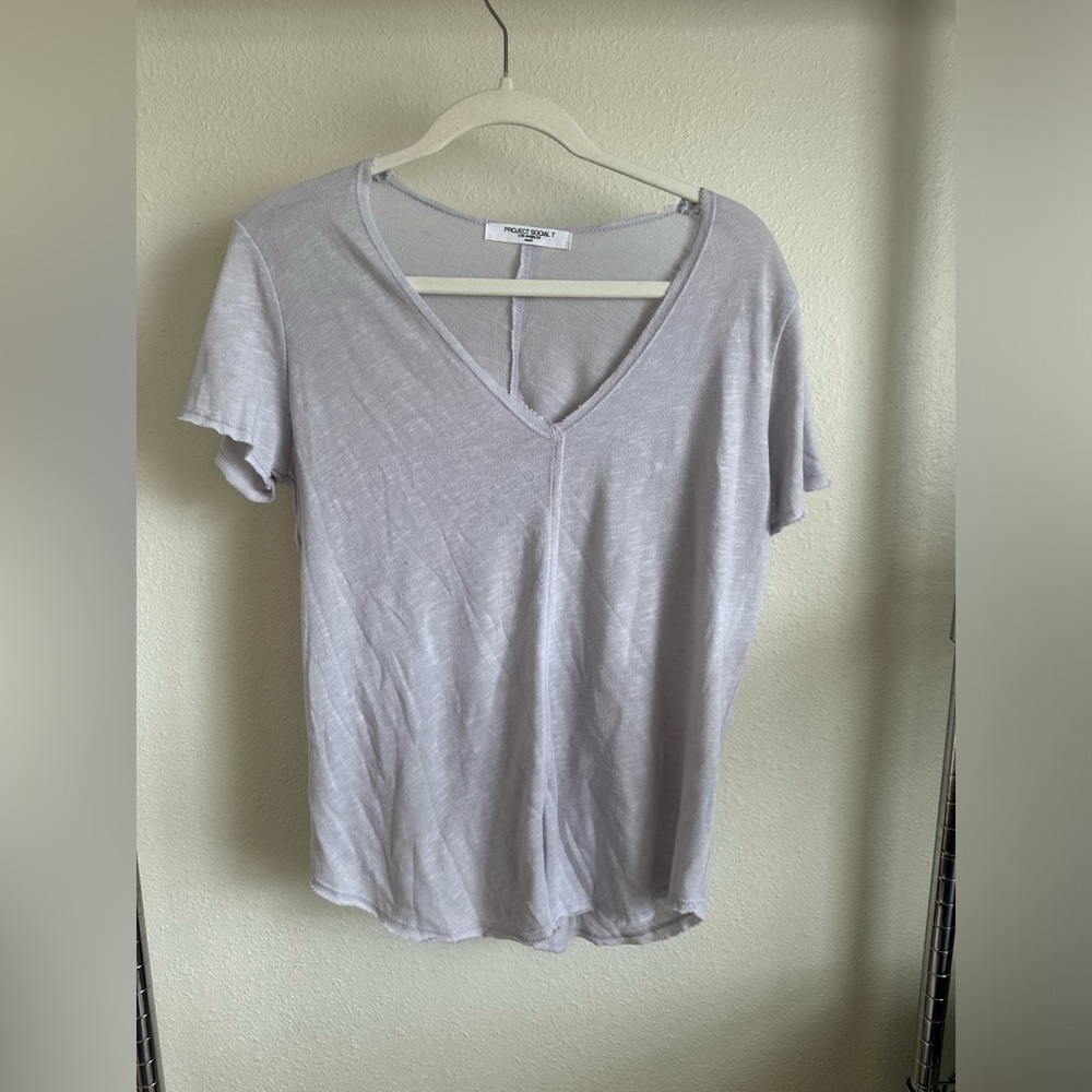 Project Social T Women’s  Light Gray V-Neck Top.
